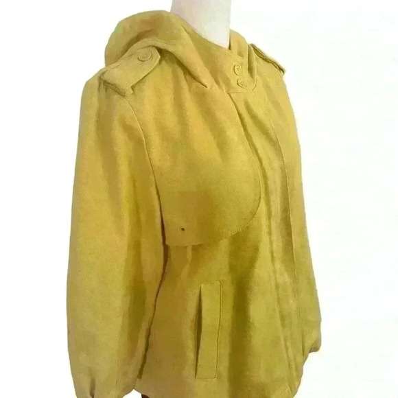 Gap Women’s Yellow Denim Hooded Jacket Lightweight Zipper w epaulettes Size M - Picture 5 of 7